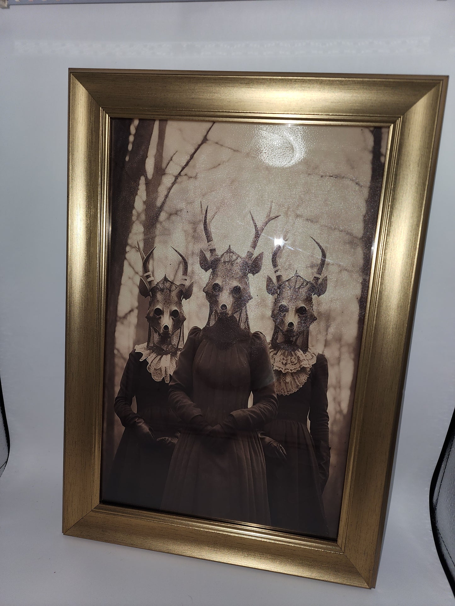 Cult Creepy Forest Coven Witch Framed Canvas Print