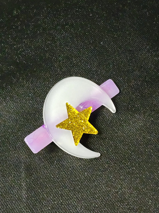Glow in the Dark Black Cat Moon Spider Ghost Hair Clip Whimsigoth
