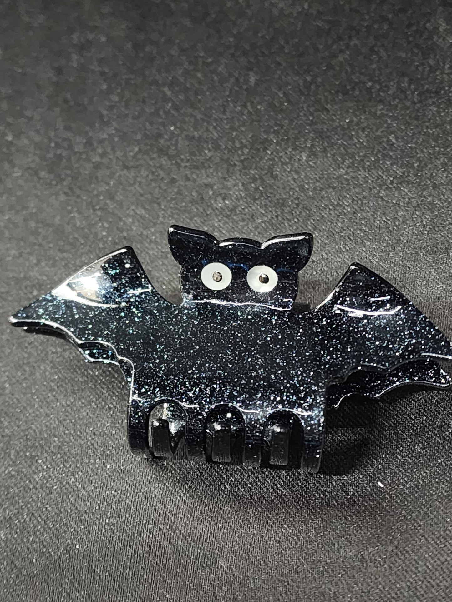 Glow in the Dark Black Bat Skull Hair Claw Clip Whimsigoth