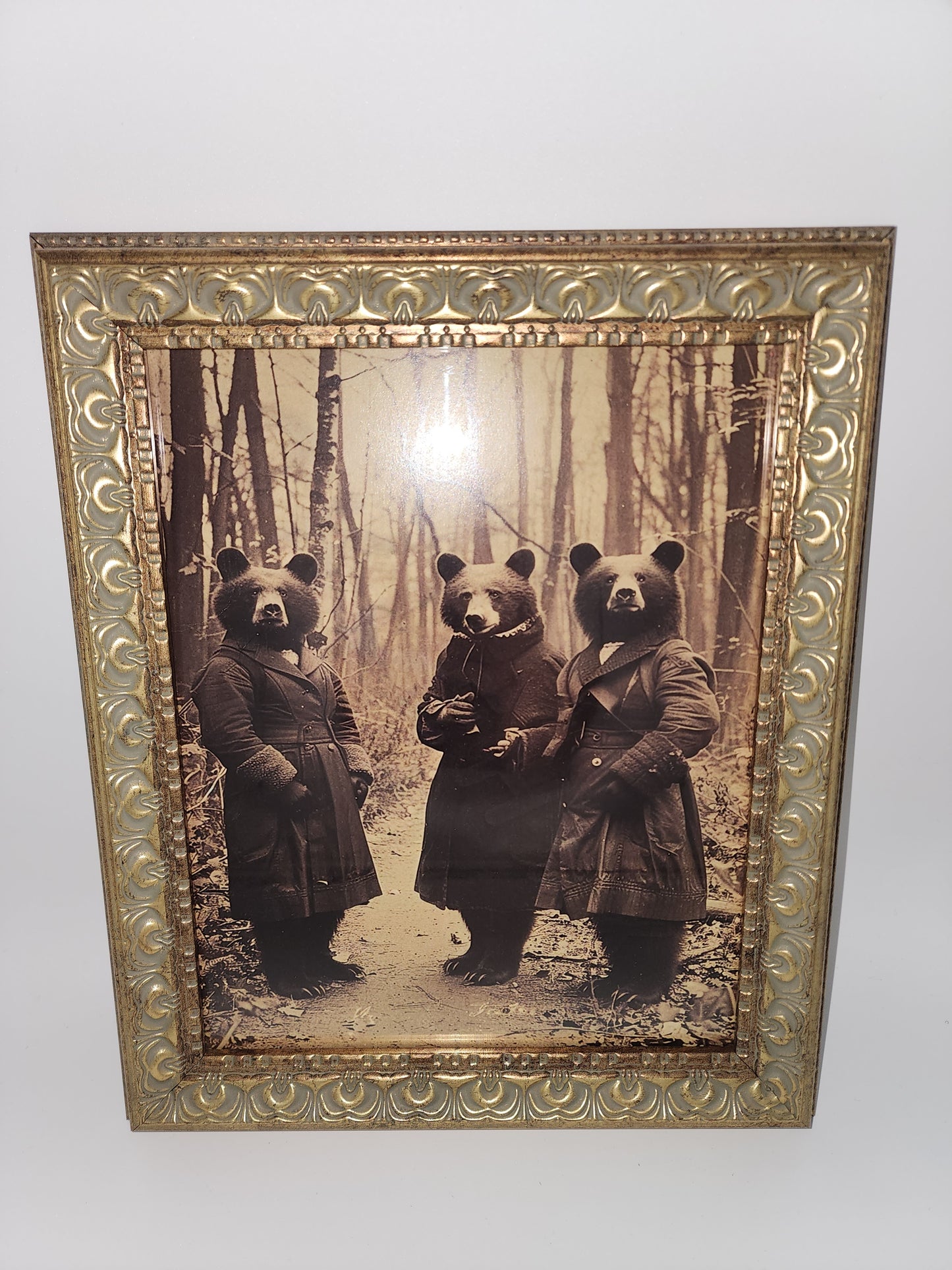 Creepy Vintage Cult Bear Costume Framed Print