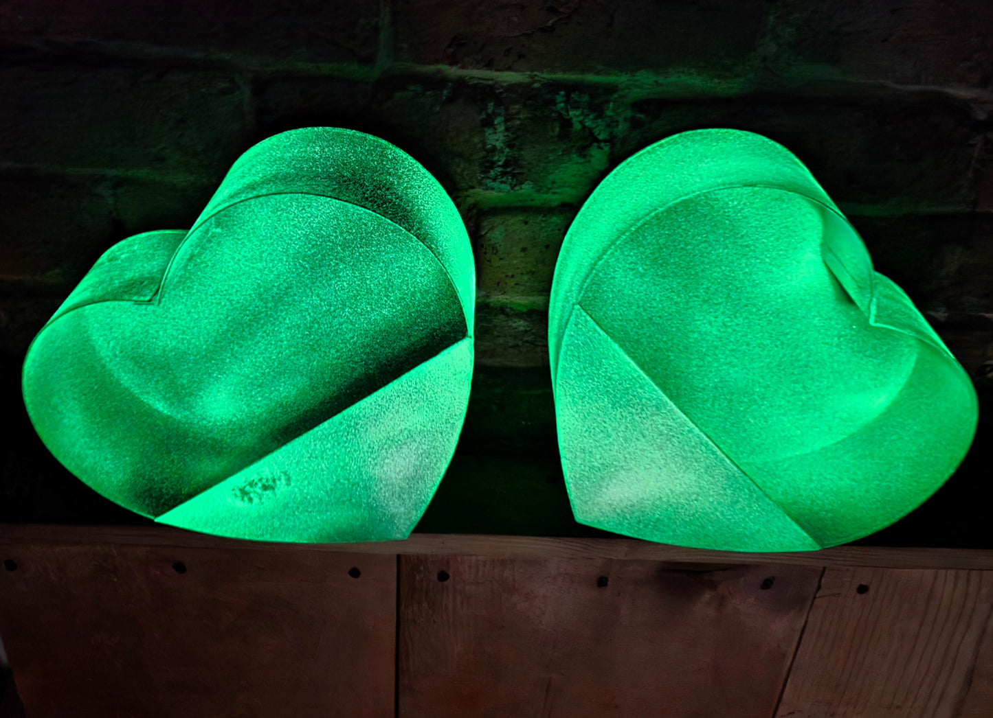 Black heart shaped wall hanging planters (glow in the dark)