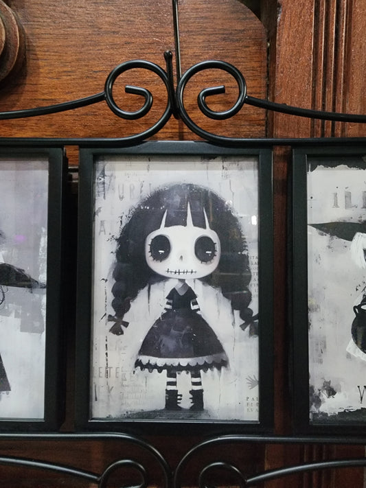 Framed Creepy Cute Doll Pictures Dark and Gothic