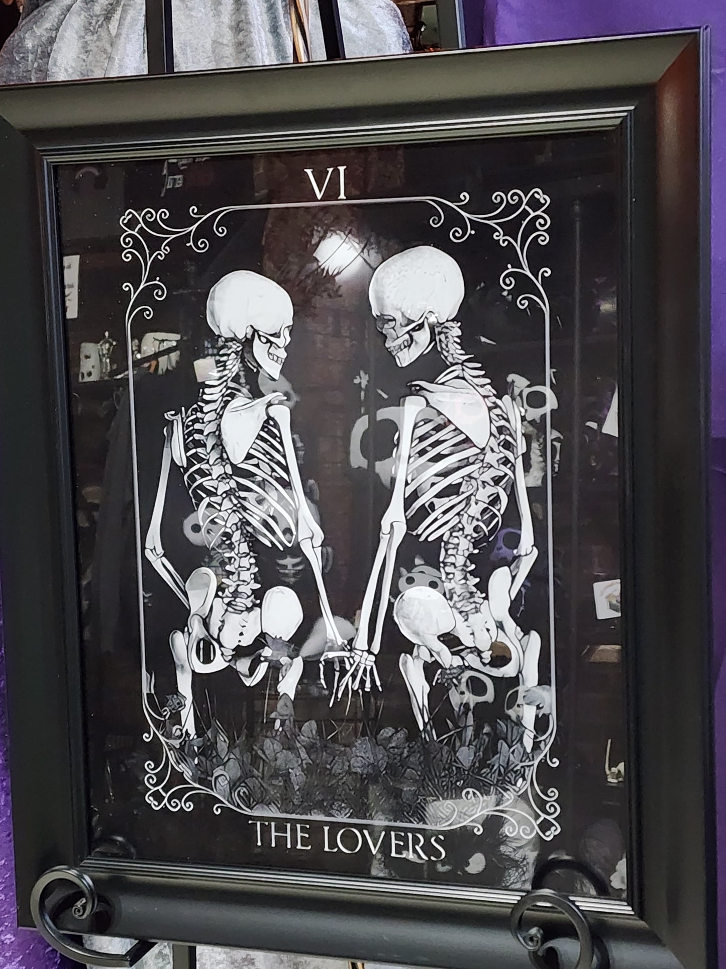 Skeletons Gothic Valentine "The Lovers" Tarot Card Framed Print