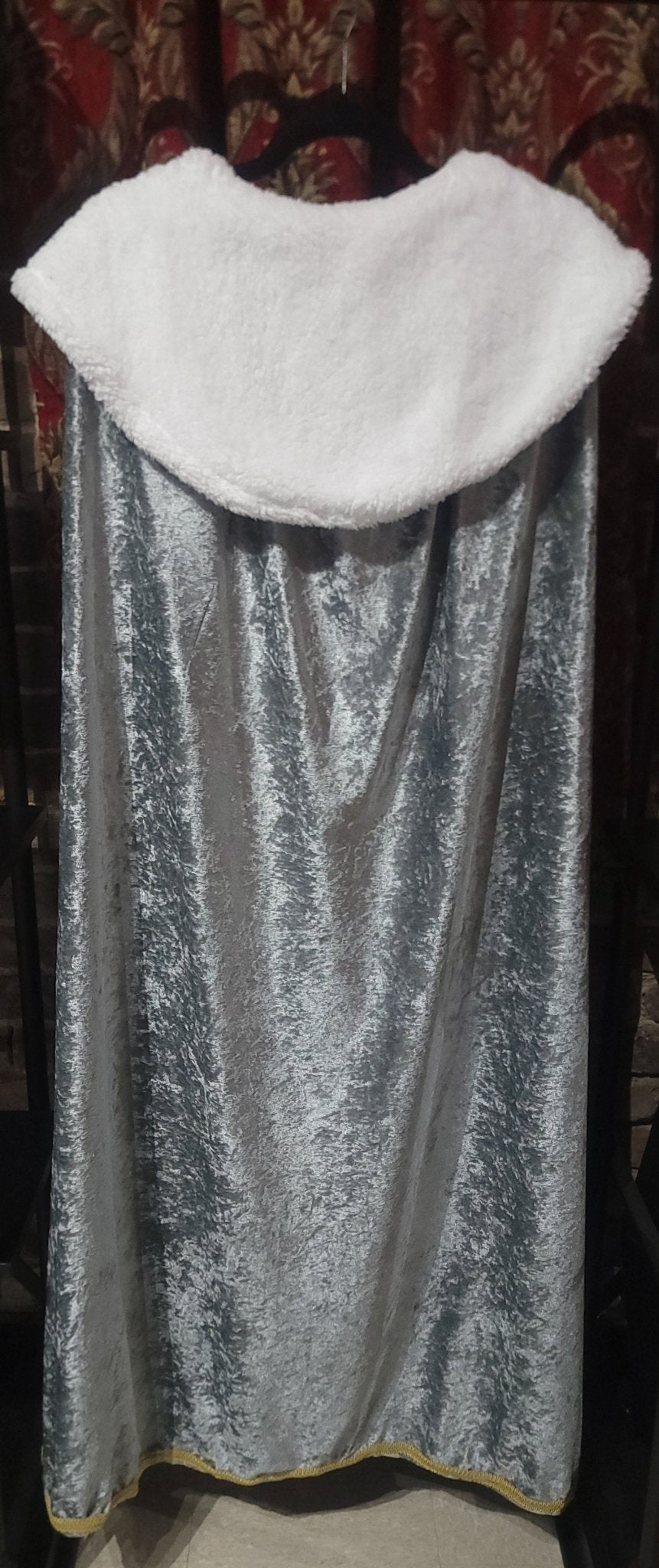 Royal King Queen Cloak with Plush Trim Silver White Costumes - Gothic & Alternative Gift - Haunted