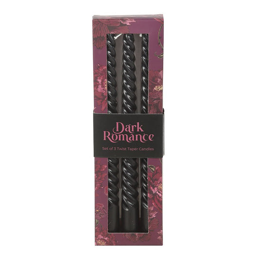 Set of 3 Dark Romance Twist Taper Candles Candles, - Gothic & Alternative Gift - Haunted