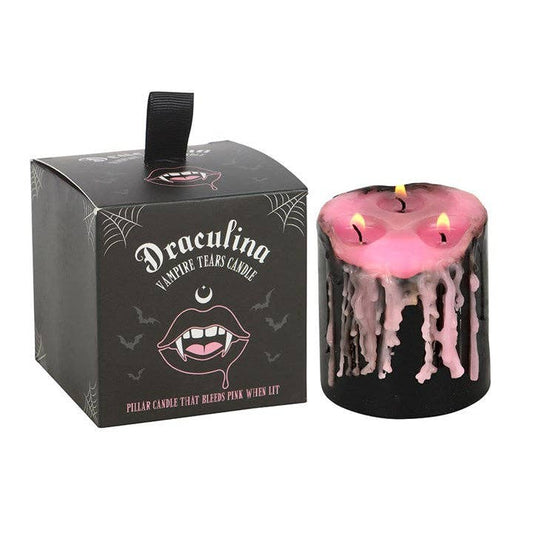 Small Pink Vampire Tears Gothic Bleeding Pillar Candle Candles - Gothic & Alternative Gift - Haunted