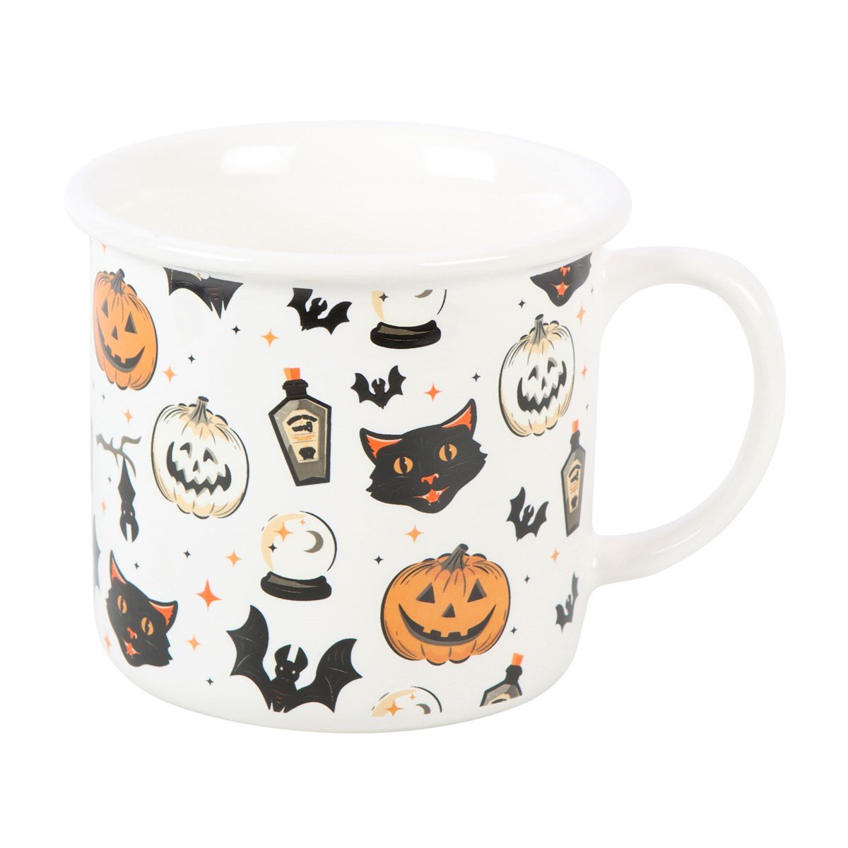 Spooky Cat and Pumpkin Print Mug Drinkware - Gothic & Alternative Gift - Haunted