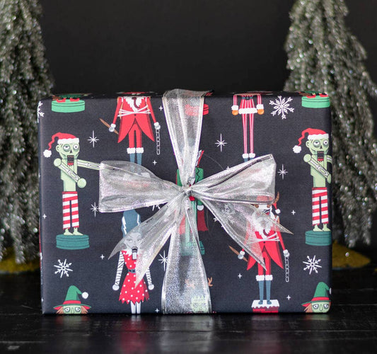 Spooky Nutcrackers Gift Wrap Holiday Craft and Decor - Gothic & Alternative Gift - Haunted