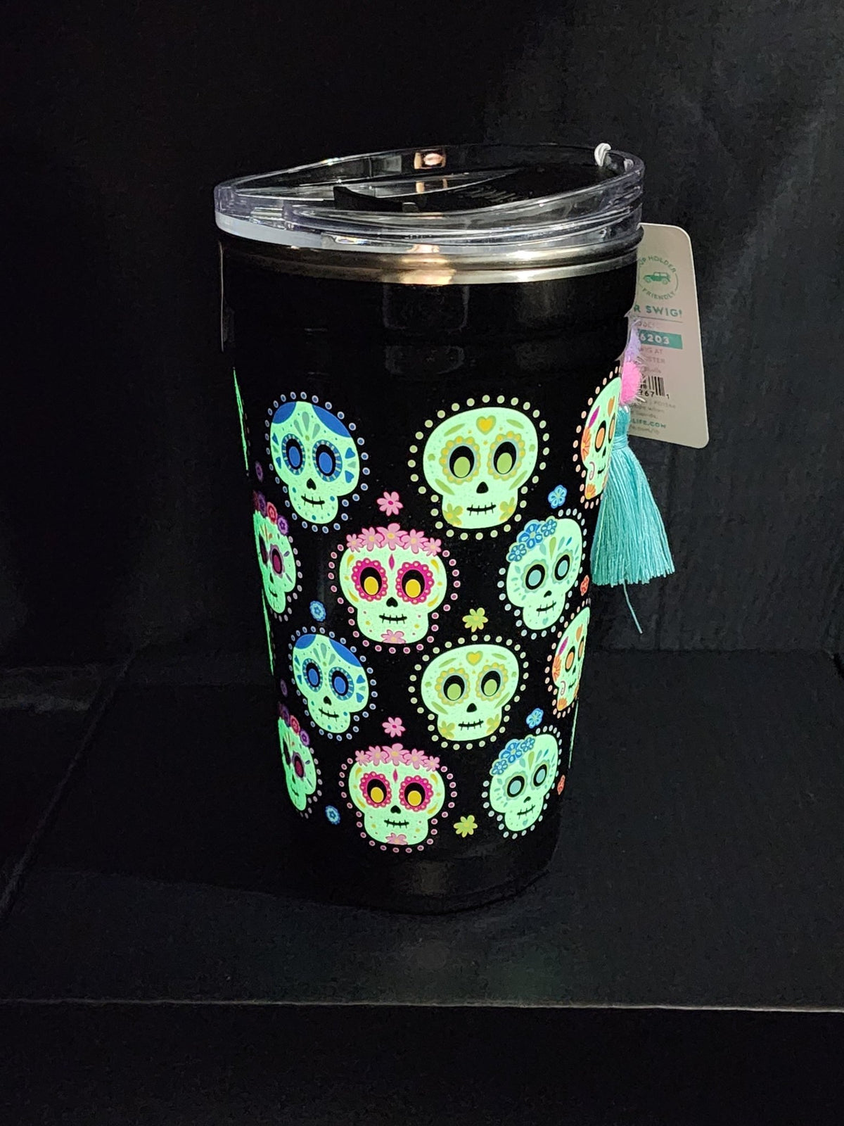 Sugar Skulls Glow in the Dark Party Tumbler Swiglife Drinkware - Gothic & Alternative Gift - Haunted