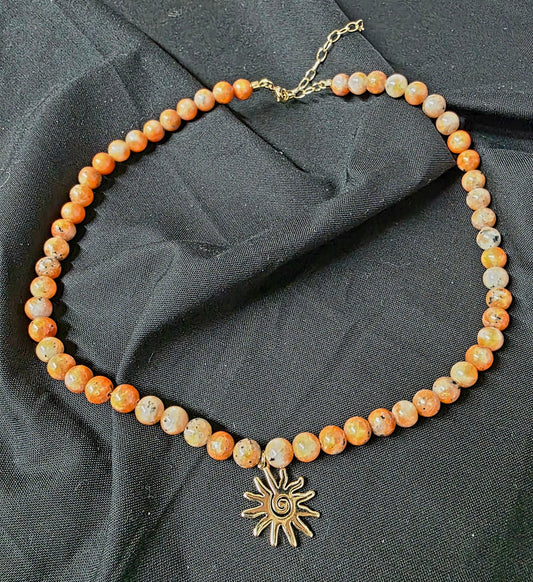 Sun charm necklace with genuine stones - Gothic & Alternative Gift - Haunted
