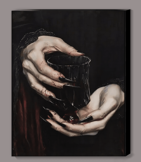 The Price of Immortality Vampire Chalice Blood Drink Canvas Print Wall Hanging - Gothic & Alternative Gift - Haunted