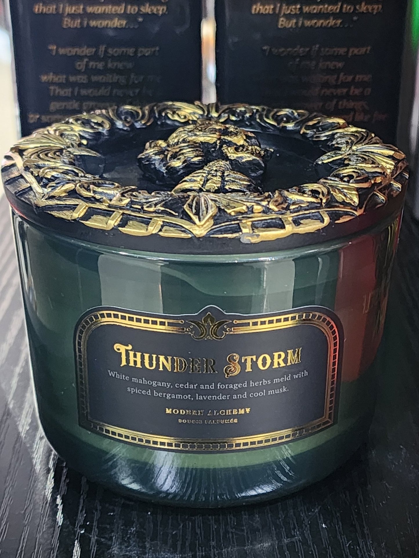 Thunder Woods with Skeleton Cameo Lid Victorian Goth Glass Candle Candles - Gothic & Alternative Gift - Haunted