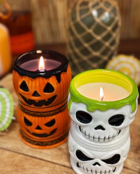 Tiki Jack-O-Lantern Cute Halloween Candle Ceramic Candles - Gothic & Alternative Gift - Haunted