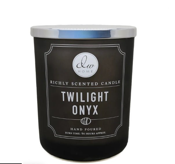 Twilight Onyx Goth Large Glass Candle Dark Sandalwood, leather suede Candles - Gothic & Alternative Gift - Haunted