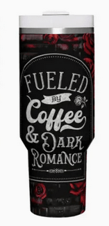 Vintage Fueled by COFFEE and Dark Romance-XL Tumbler Drinkware - Gothic & Alternative Gift - Haunted