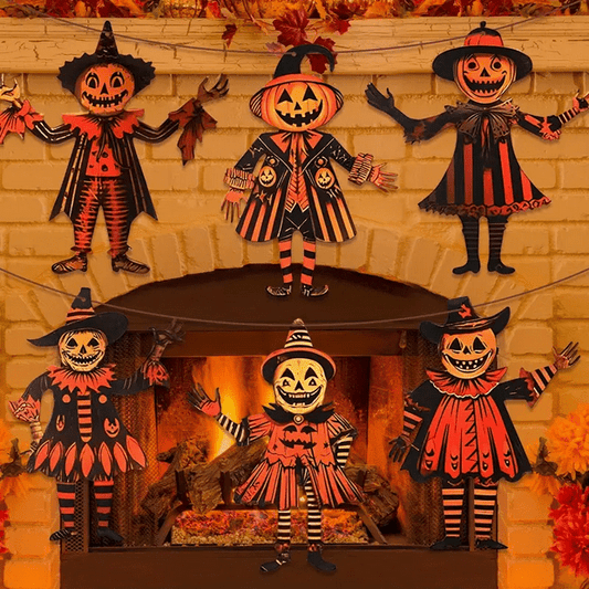 Vintage Halloween Jack O Lantern Garland Banner Pumpkin Wall Hanging - Gothic & Alternative Gift - Haunted