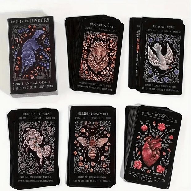 Wild Whiskers Spirit Animal Tarot Card Deck Witch Supplies - Gothic & Alternative Gift - Haunted