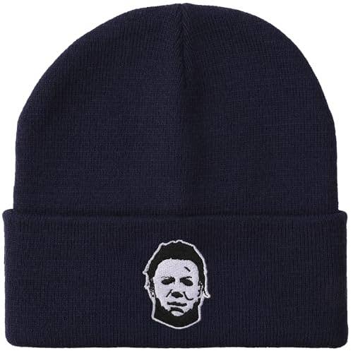 Halloween Michael Myers Navy Embroidered Cuffed Knit Beanie