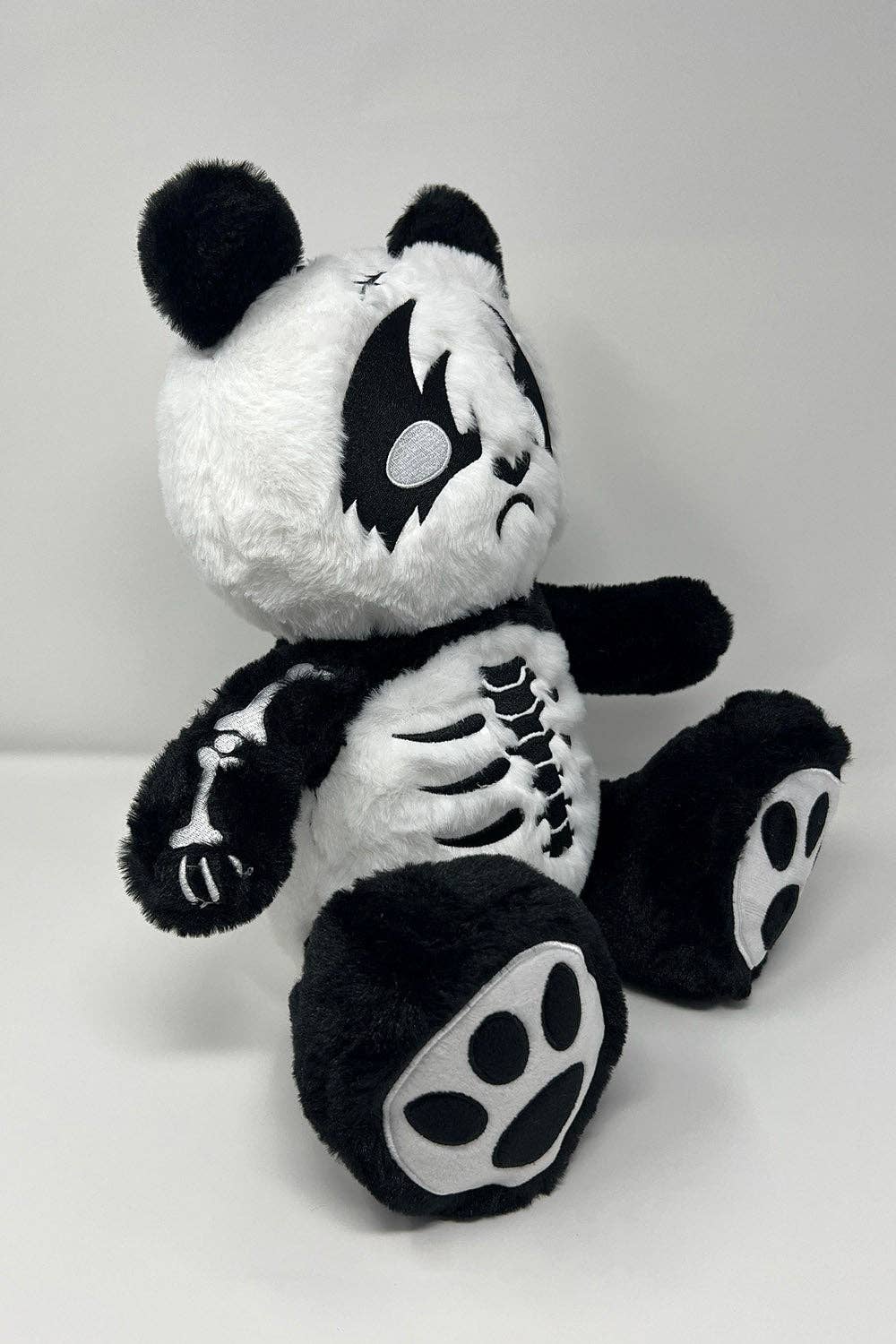 Heavy Metal Skeleton Panda Plush Black and White