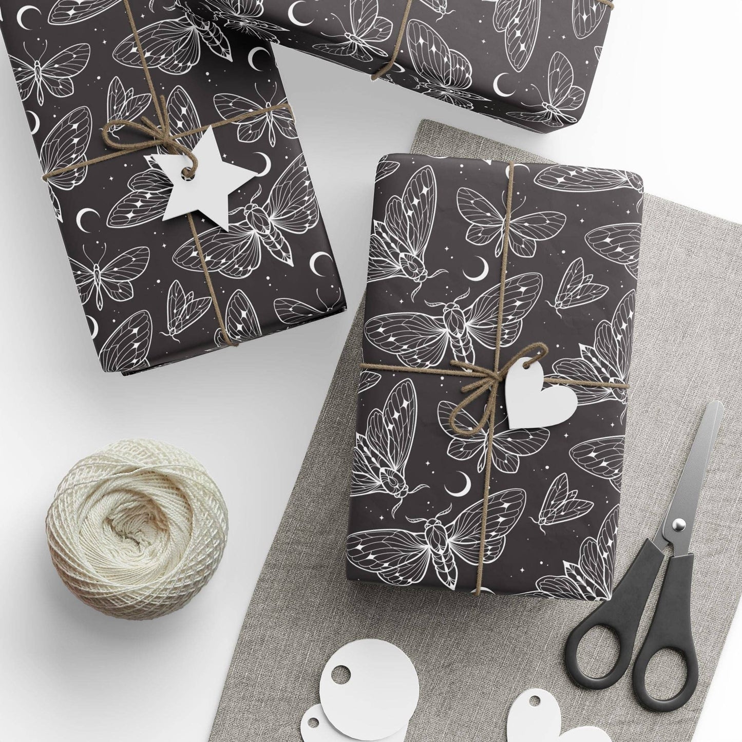 Luna Moth Celestial Moon Spooky Gift Wrapping Paper Roll