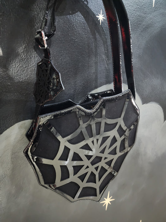 Gothic Spiderweb Heart Bag Purse Crossbody