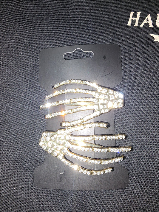 Bling Skeleton Hand Shaped Hair Clip Barrette