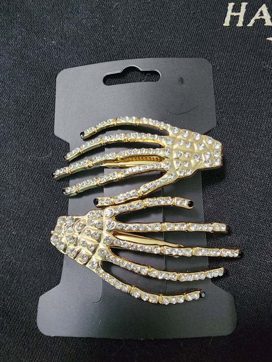 Bling Skeleton Hand Shaped Hair Clip Barrette