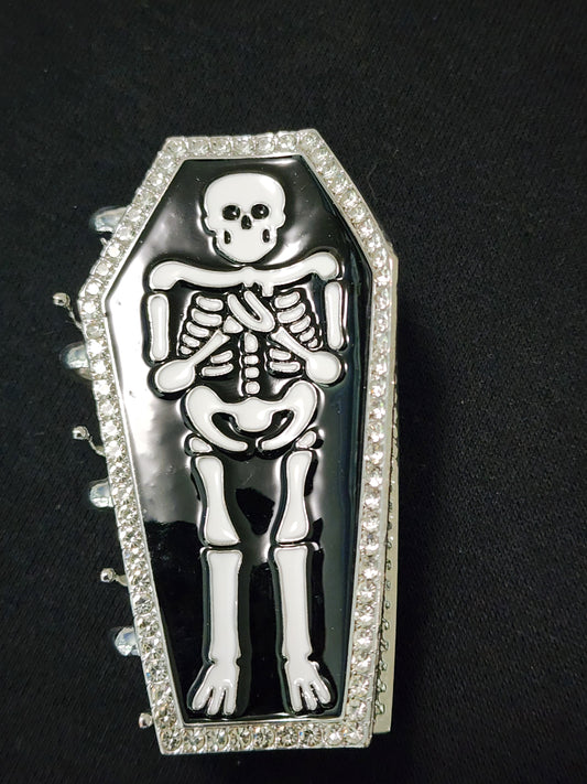 Bling Skeleton Coffin Shaped Hair Clip