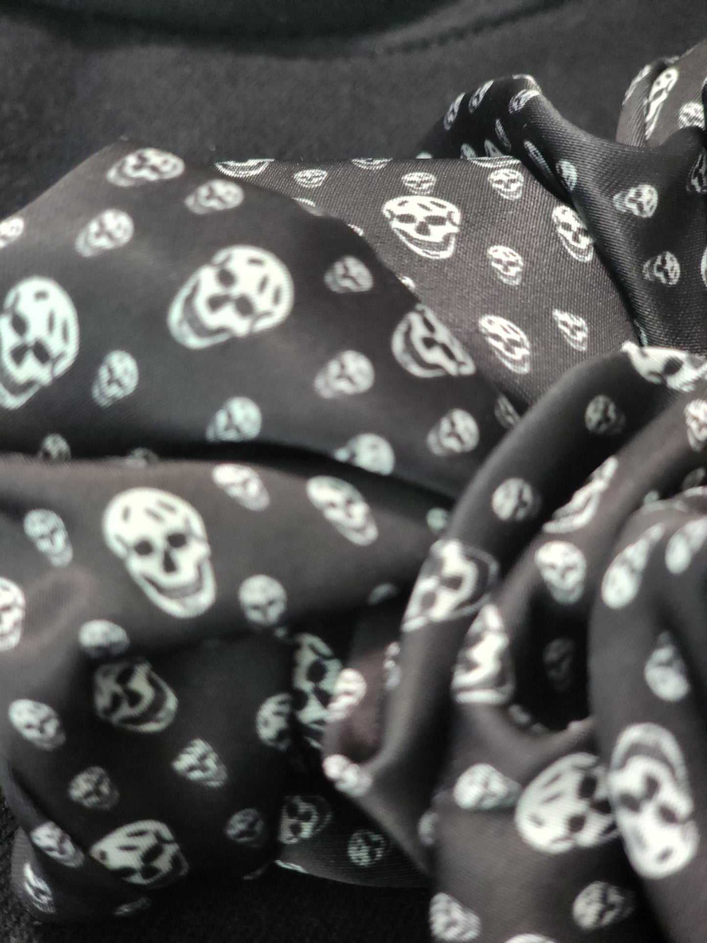 Halloween Hair Scrunchie Skull Black and White