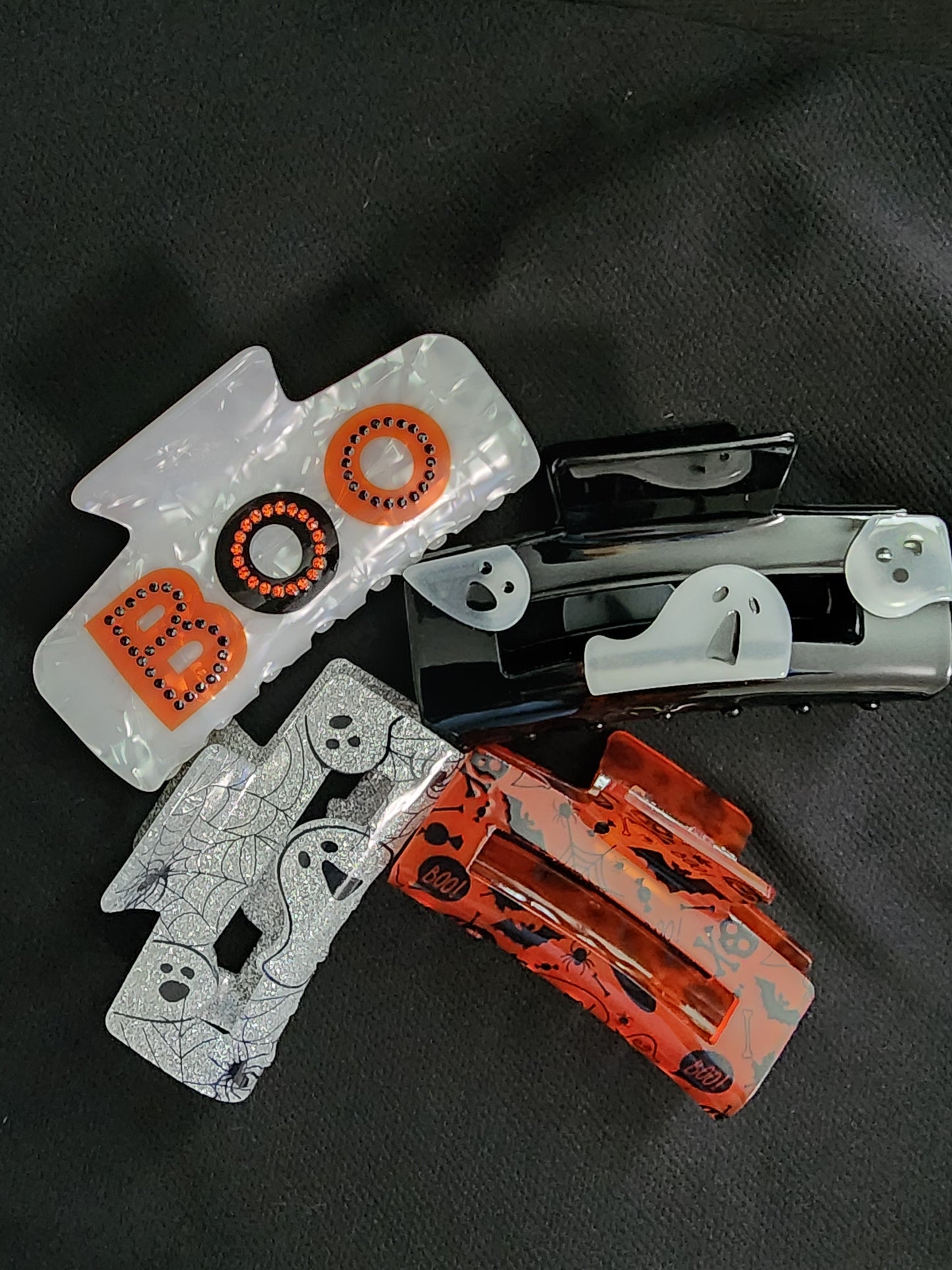 Halloween Hair Claw Clips Boo, Ghost, Skull, Spiderweb