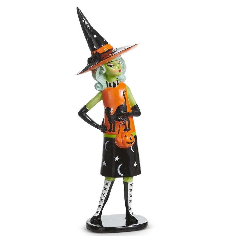 14.5-Inch Green Witch Fashionista Resin Halloween Figurine Home Decor - Gothic & Alternative Gift - Haunted