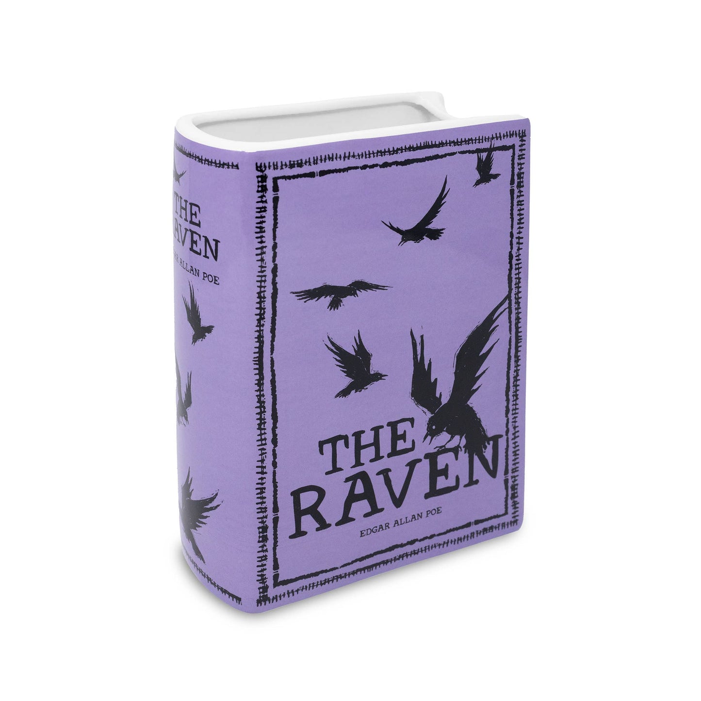 Large Book Shaped Vase, The Raven in Purple