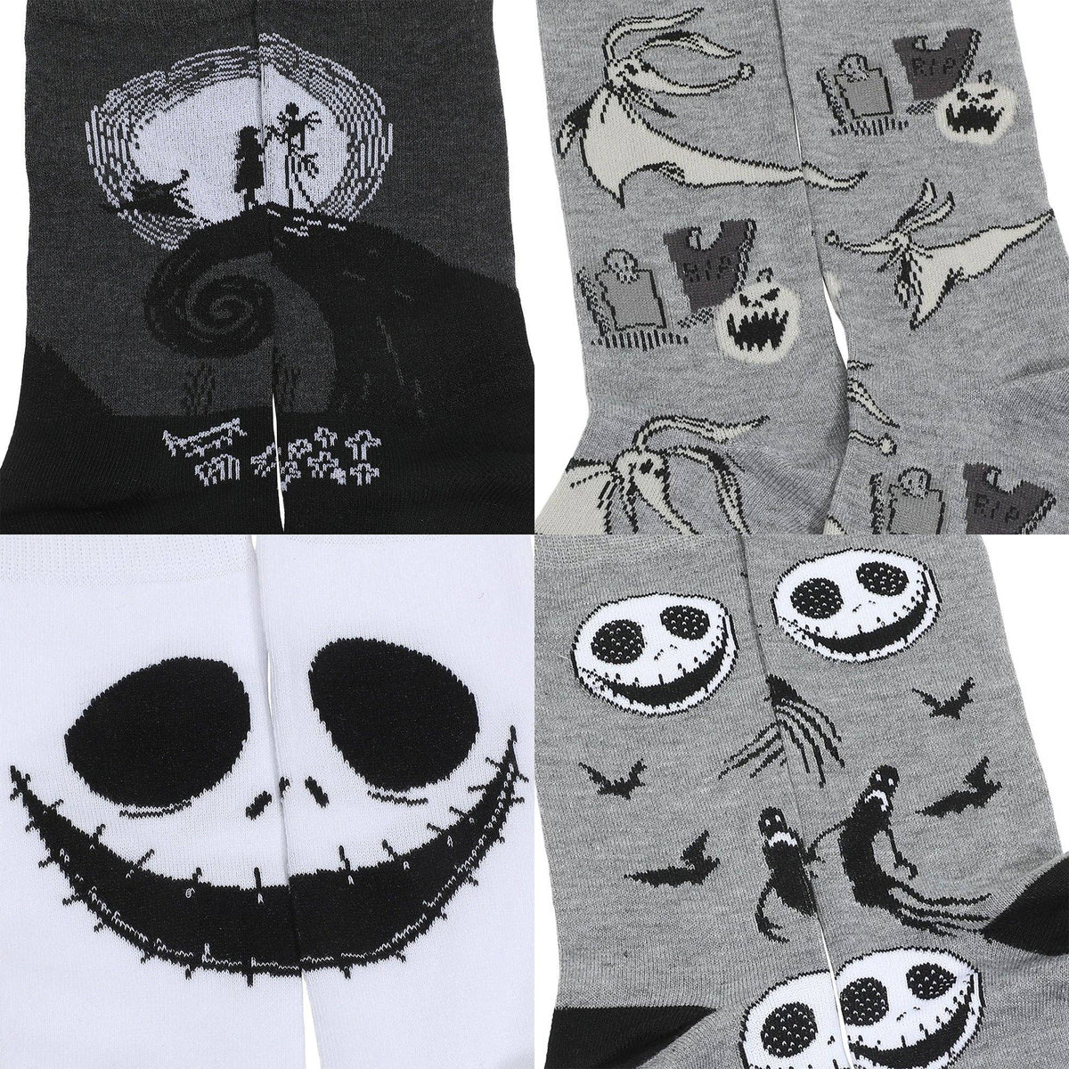 Nightmare Before Christmas Jack Skellington & Zero Crew Socks, 5-Pack