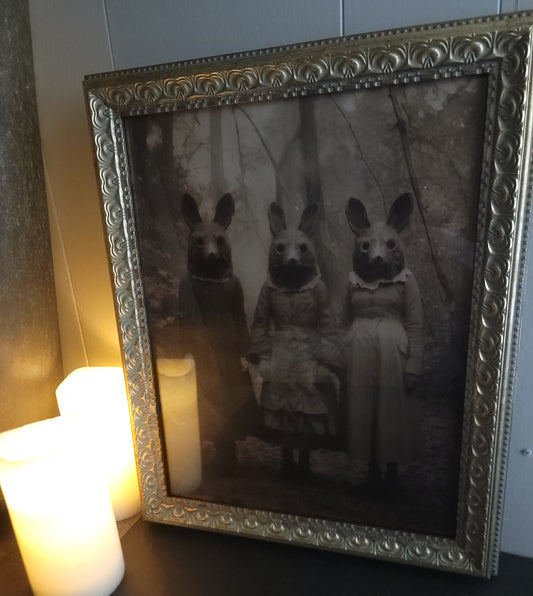 Creepy Vintage Cult Bunny Costume Framed Print