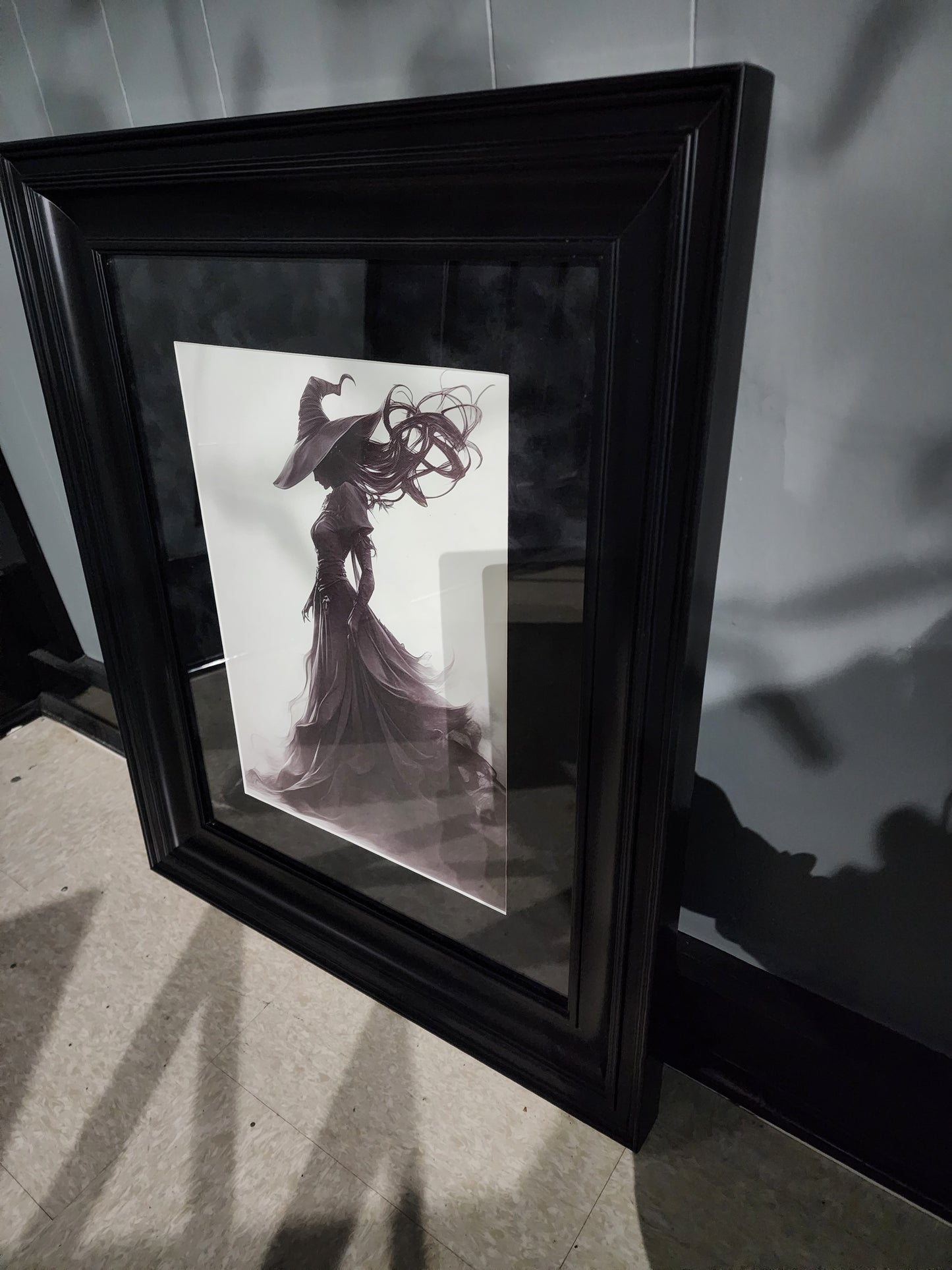 Ghostly Black Witch Custom Framed Print