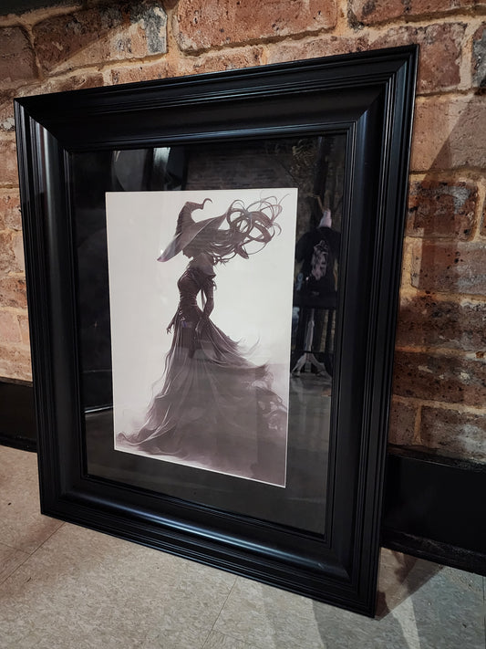 Ghostly Black Witch Custom Framed Print