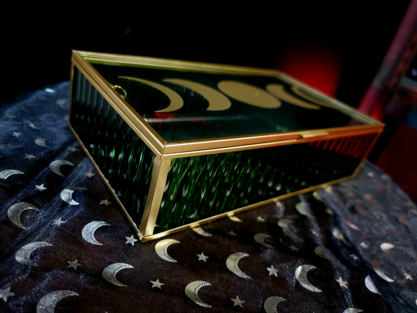 Spiritual Emerald Glass Vanity Box