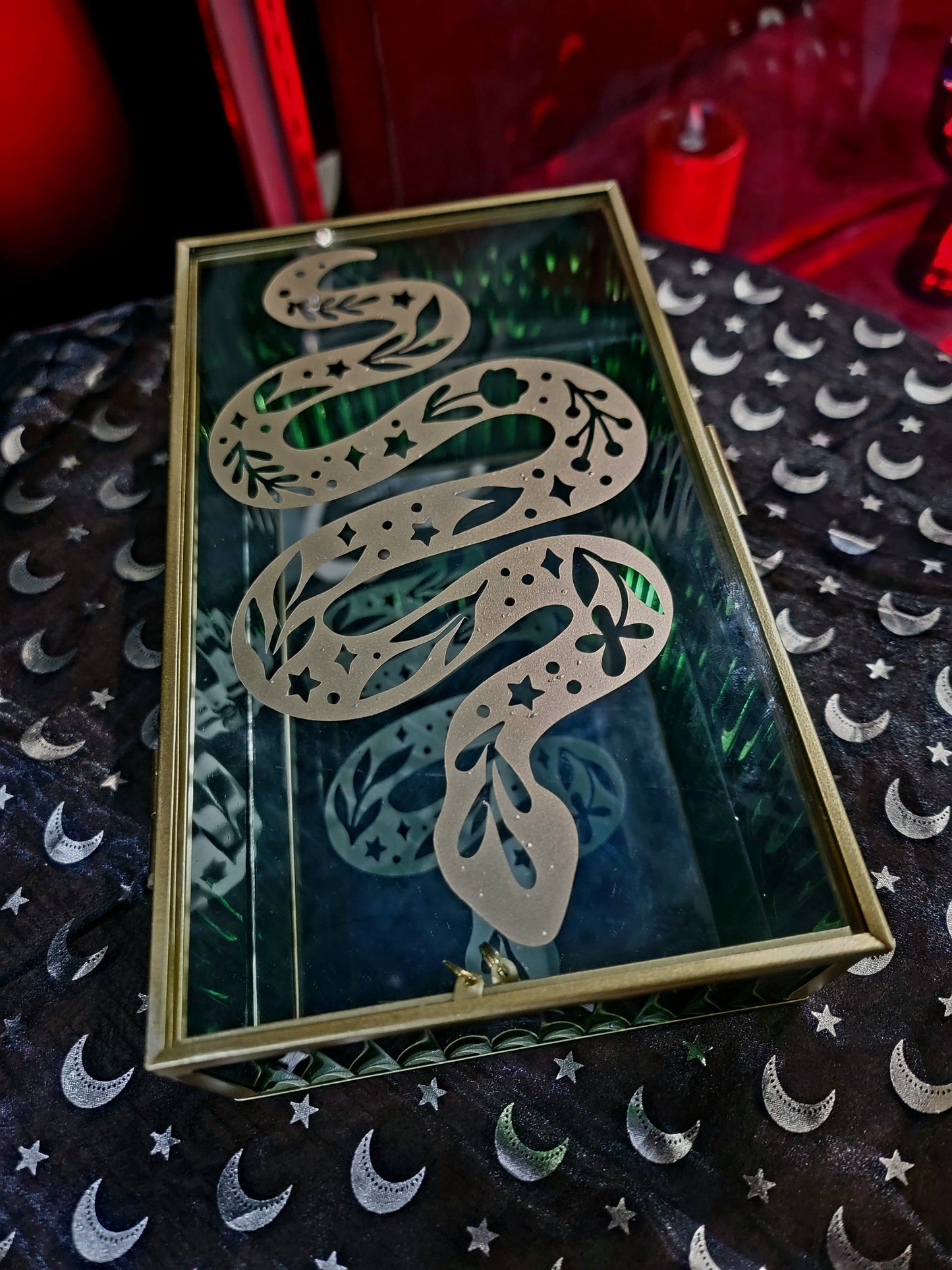 Spiritual Emerald Glass Vanity Box