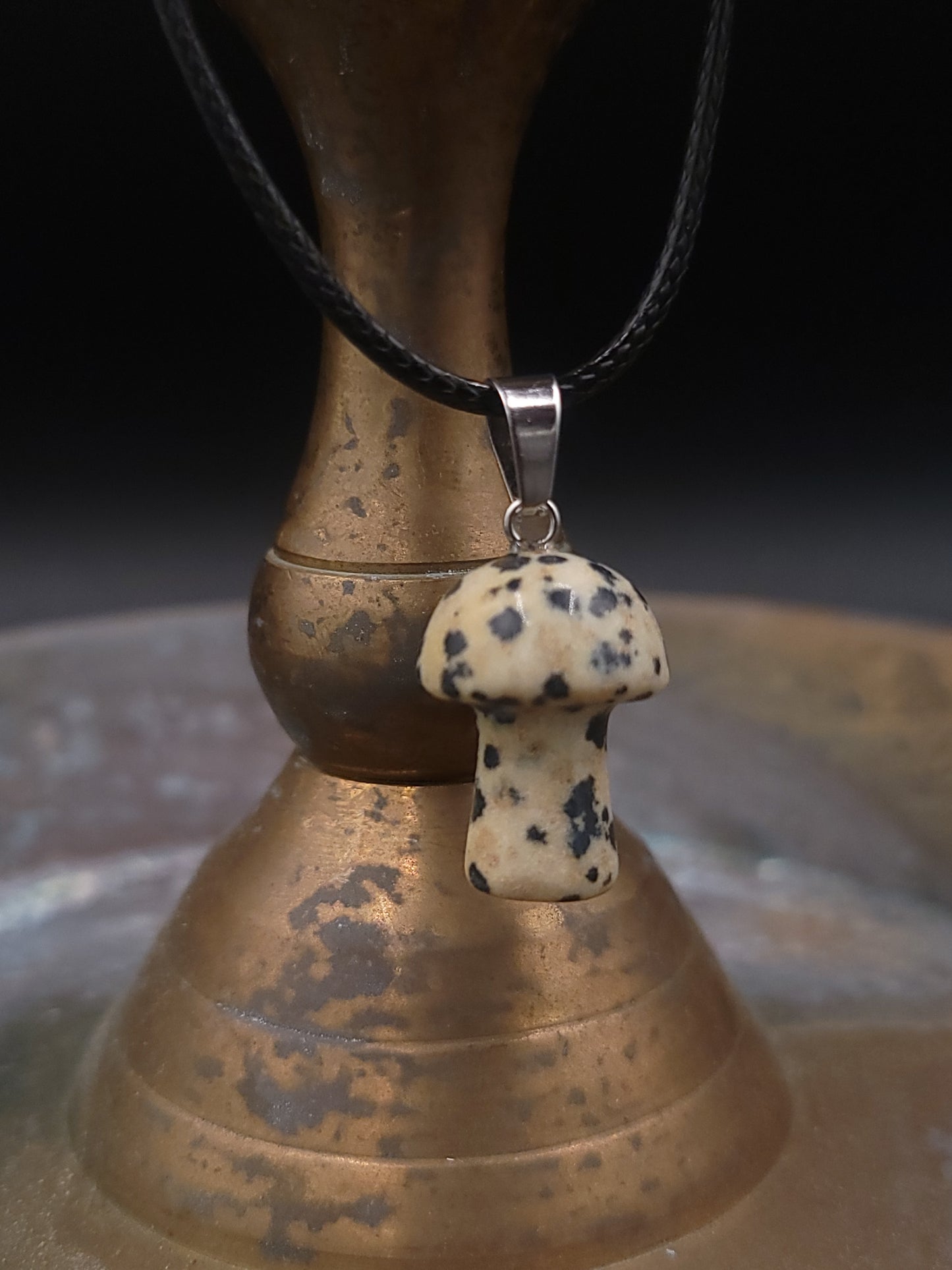 Real Stone Mushroom Pendant Necklace