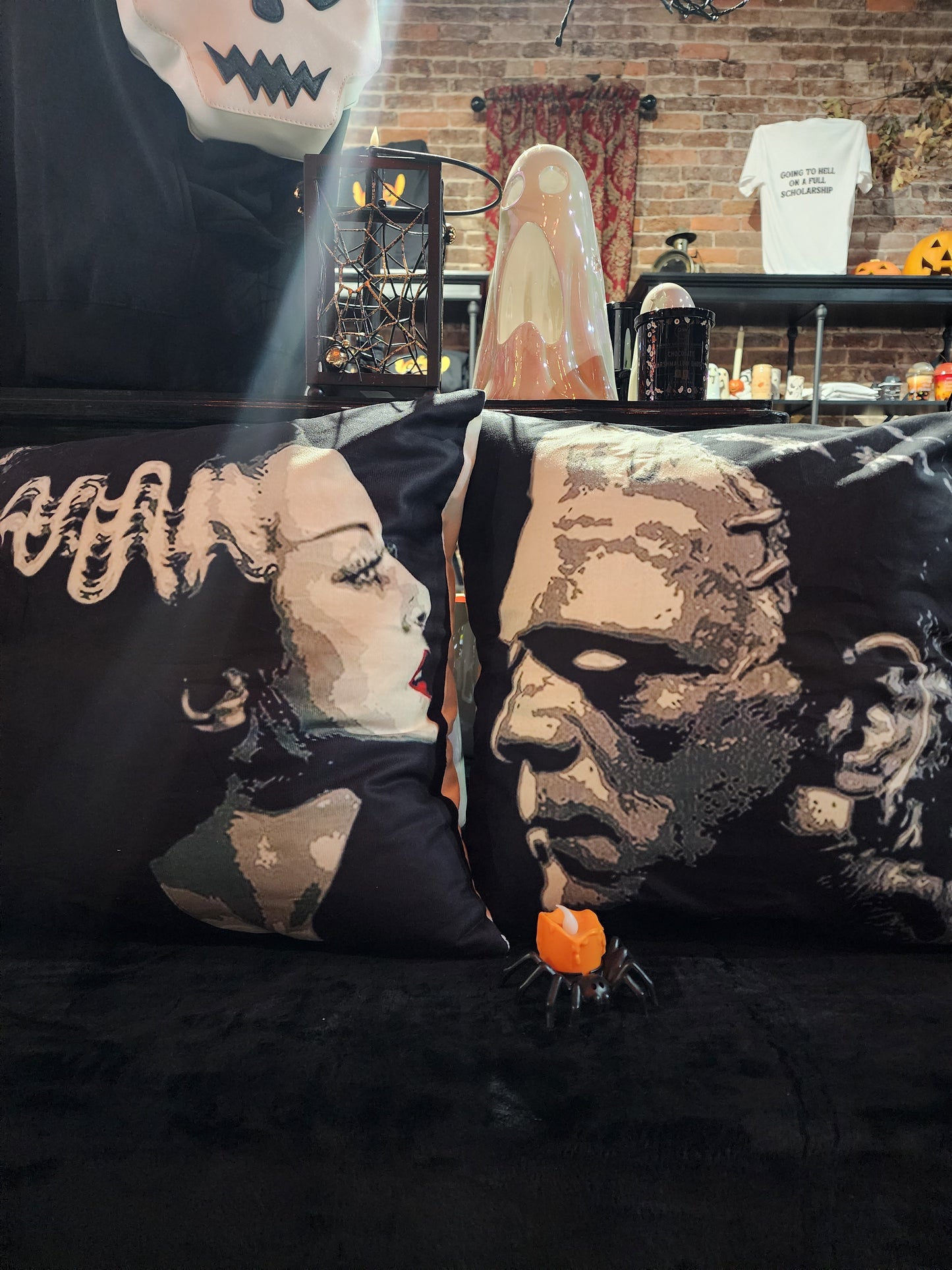 Frankenstein and Bride Throw Pillows