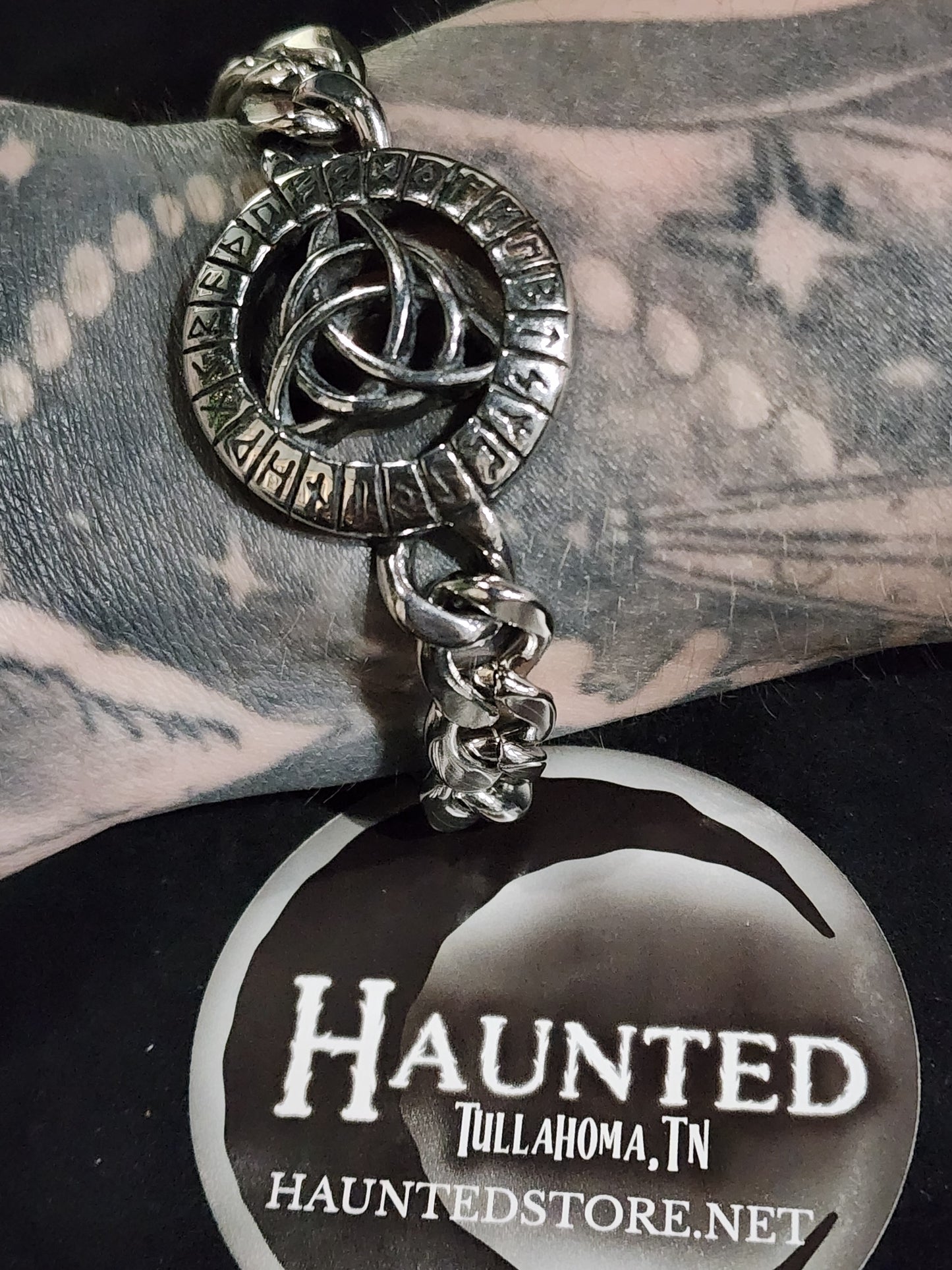 Norse Celtic Triquetra With Runes Chain Bracelet