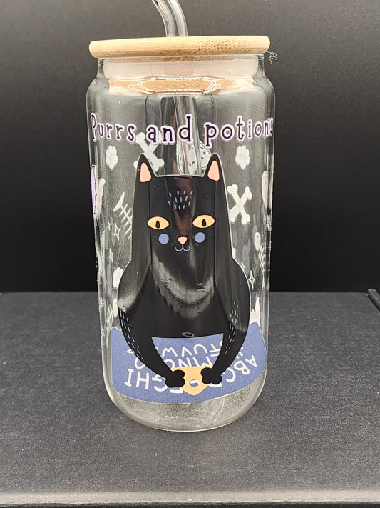 Purrs and Potions Glass Tumbler
