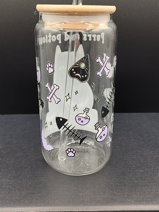 Purrs and Potions Glass Tumbler