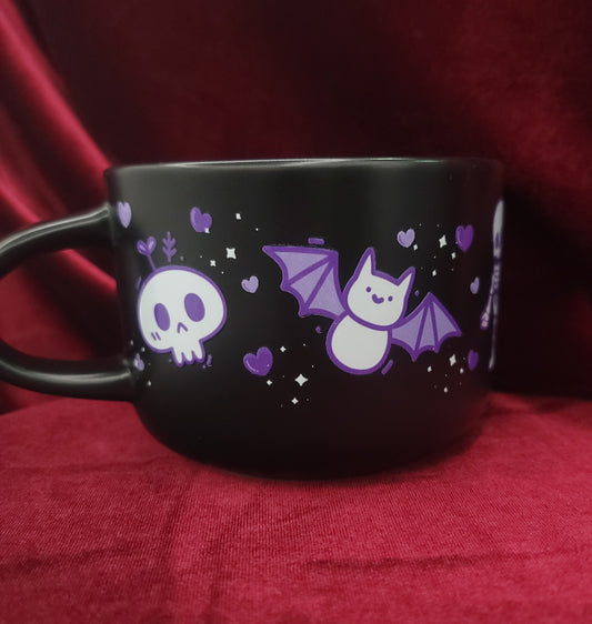 Creepy Cute Coffee Mug Ghost, Cat, Bat, Skull