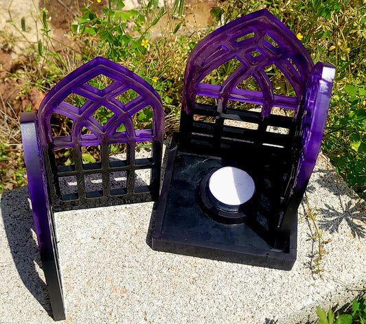 Handmade Purple to black Cathedral Tea Light Candle Holder