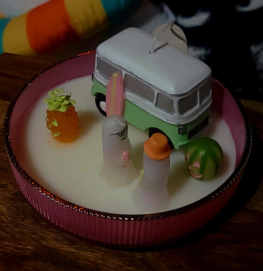 VW Bus Camping Ghost Candle Vacation Vibes Summerween
