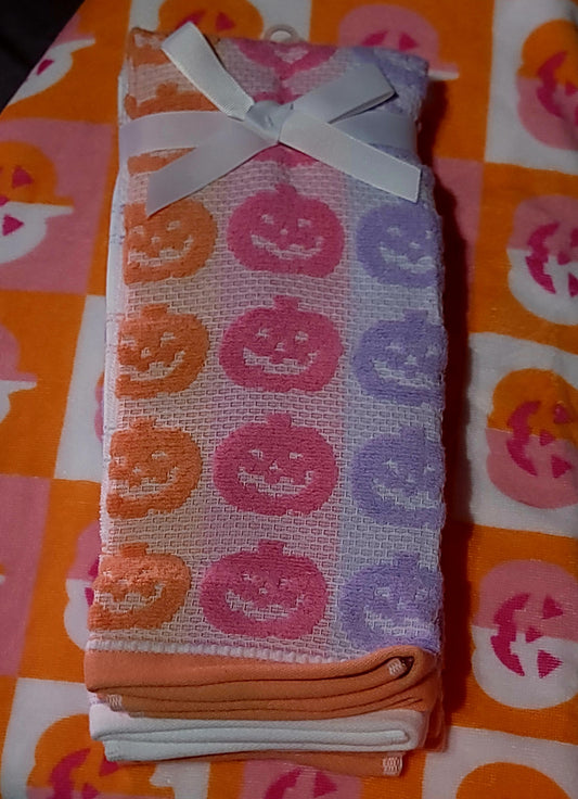 Pumpkin Jack-o-lantern Summerween Kitchen Towels Set of 3