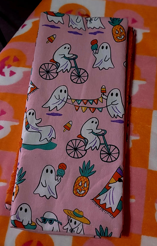 Summer Activities Pink Ghost Summerween Kitchen Towels Set of 3