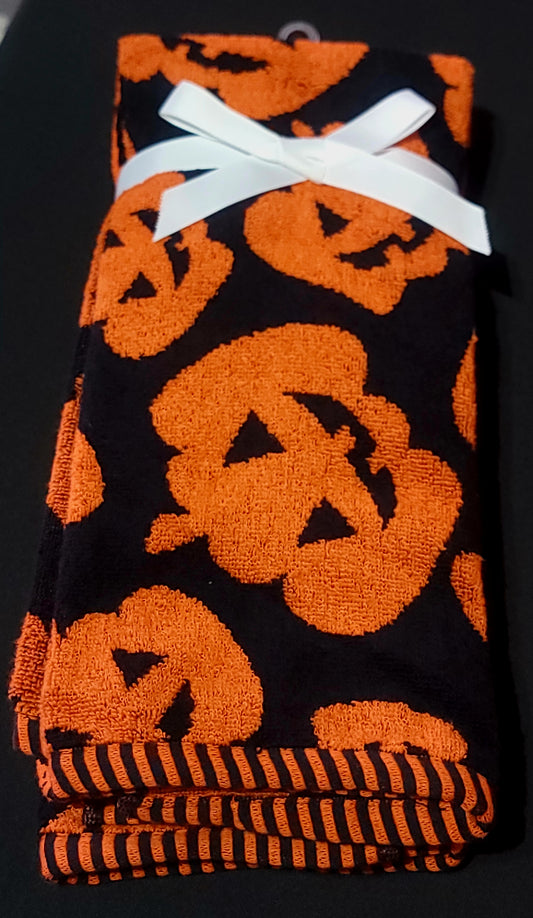 Pumpkin Jack-o-Lantern Kitchen Towels Set of 3