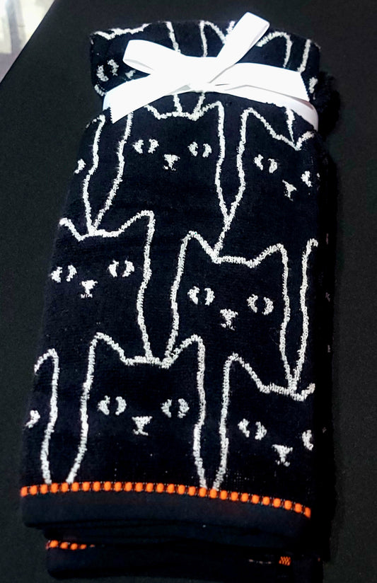 Black Cat Face Kitchen Towels Set of 3